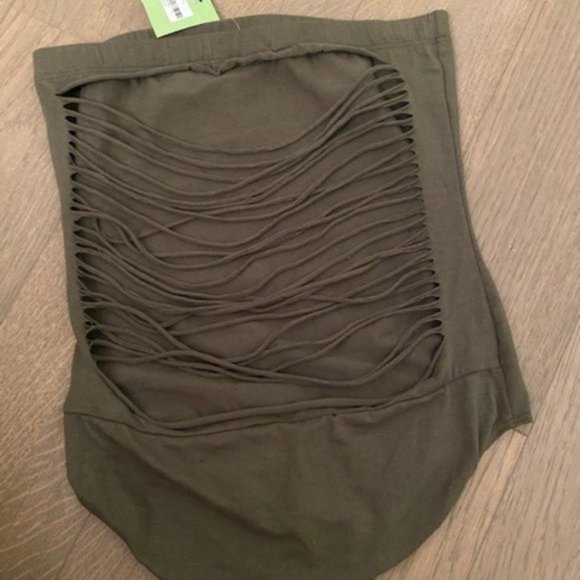 Strapless Olive Green Women's Top - Picture 4 of 5